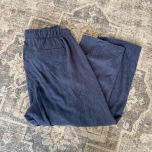 GAP Linen Viscose Blend Blue Easy Pant Pockets Crop Summer Vacation Size L Boho